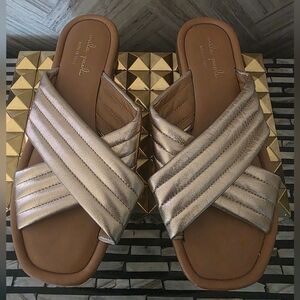 Mila Paoli Metallic Leather Criss Cross Sandals